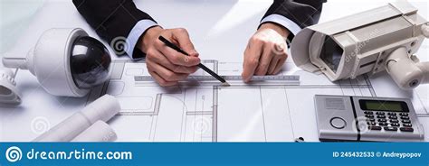 Close Up Of An Architect S Hand Drawing Blueprint Stock Image Image