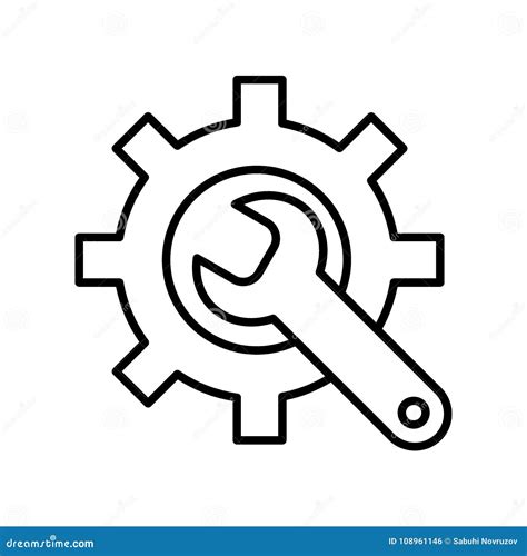 Manufacturing Icon Gear And Wrench Service Symbol Flat Line