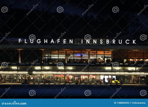 Innsbruck Airport Terminal Night View Editorial Image Image Of