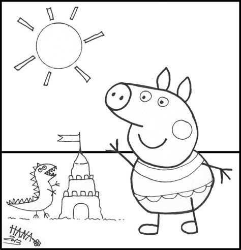 Peppa Pig Y Castillo De Arena Para Colorear Imprimir E Dibujar