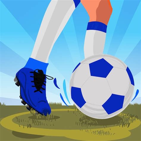 Piernas de jugador de fútbol con ilustración plana de pelota pateando