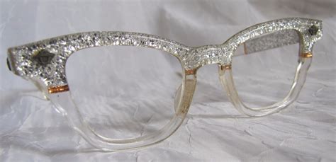 Vintage Cat Eye Eyeglasses Glasses Frames Blinged Out Sparkle NOS