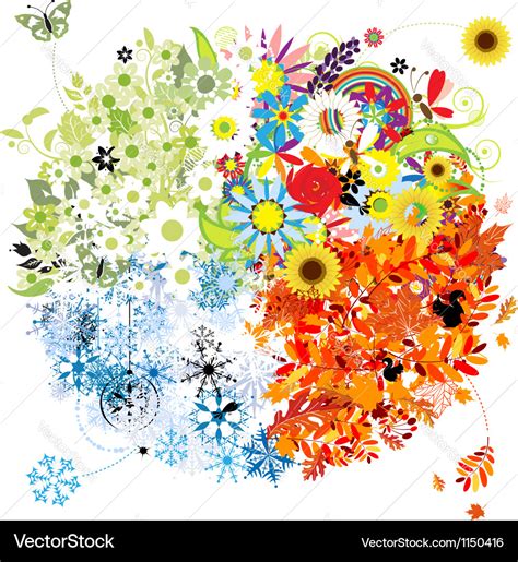 Four Seasons Spring Summer Autumn Winter Vector Image