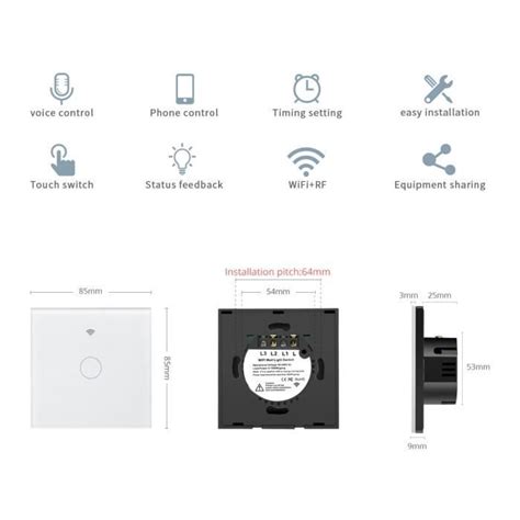 Fil Neutre Sous Tension Us Gangs Blanc Interrupteur Tactile Wifi