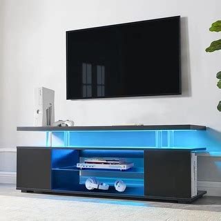 Center Media Storage Console Table with Large Side Cabinet for Living ...