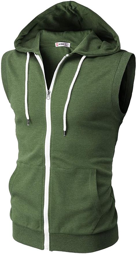 H2h Mens Casual Slim Fit Zip Up Hoodie Vest Lightweight Sleeveless Hooded 3499 In 2021