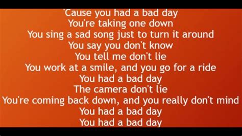 Bad Day Daniel Powter Lyrics Youtube