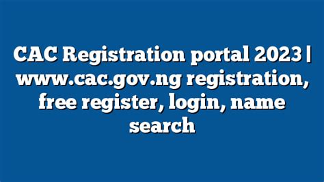 CAC Registration Portal 2023 Cac Gov Ng Registration Free