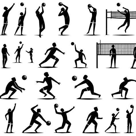 Premium Vector | People playing volleyball in black and white ...