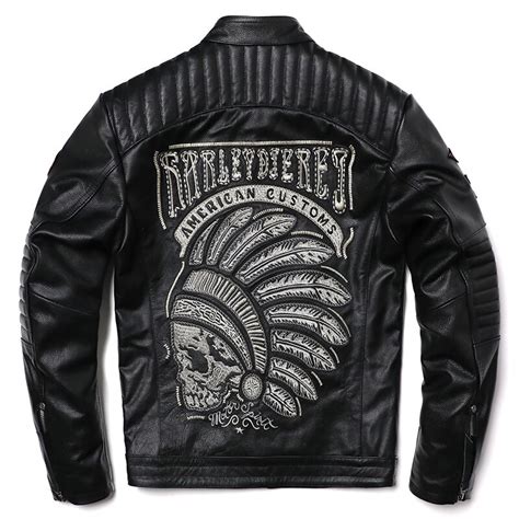 Chaqueta De Cuero Con Bordado De Calavera Para Hombre Abrigo Ajustado