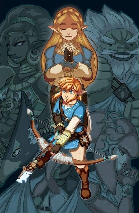 Legend Of Zelda Breath Of The Wild Art Link Princess Zelda Spirits