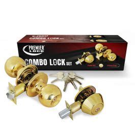solid brass entry door knob combo lock set  deadbolt   kw keys