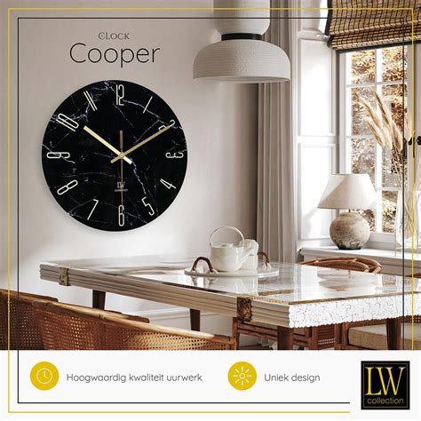 Lw Collection Wandklok Cooper Zwart Cm Leen Bakker