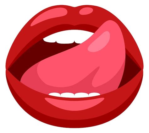 Lengua Fuera Mujer Boca Labios Rojos Sexy Vector Premium