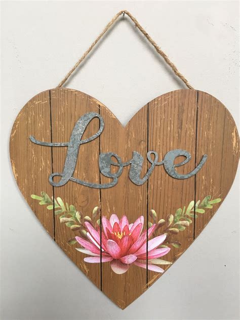 Valentine Wooden Heart With Love Wall Hanging Wooden Hearts Wall