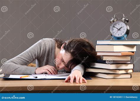 Student Falls Asleep Doing Homework Late At Night Stock Image - Image ...