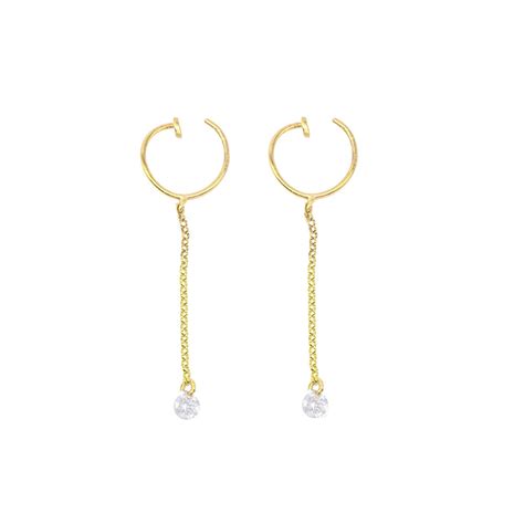 Lily Flo Jewellery Rising Star Naked Diamond Hoop Drop Earrings In