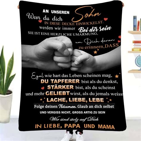 Personalisierte Decke Geschenk F R Sohn Von Eltern Kuscheldecke