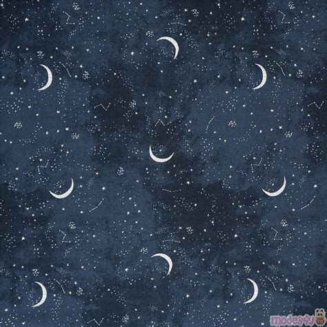 Moon Tiny White Stars Navy Blue Flannel Fabric By Dear Stella Fabric By