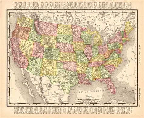 1909 Antique United States Map Of The United States Usa Map Etsy