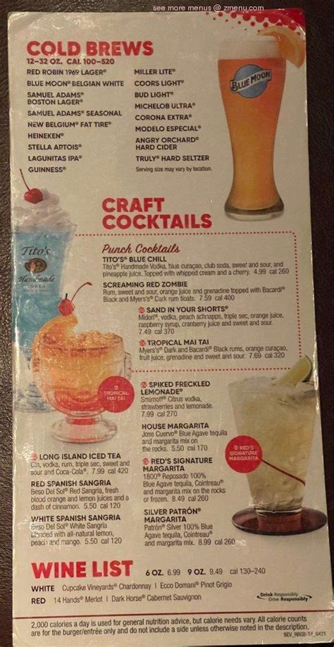 Online Menu Of Red Robin Gourmet Burgers And Brews Restaurant Cypress