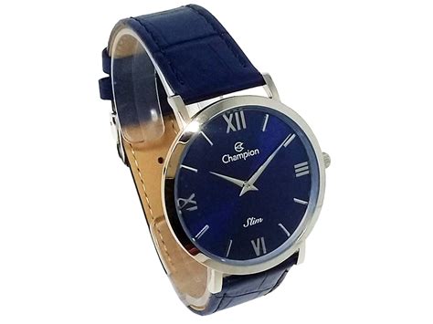 Relogio masculino pulseira de couro azul Champion CA21740A analógico