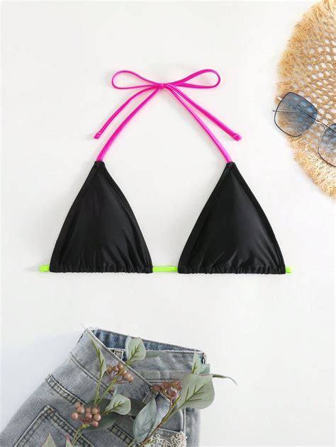 Shein Swim Sprty Halter Triangle Bikini Top Shein Usa