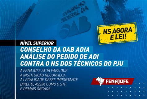 Fenajufe Conselho Da Oab Adia An Lise Do Pedido De Adi Contra O Ns