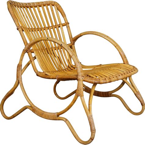 Fauteuil vintage en rotin par Rohé Noordwolde Pays Bas 1960