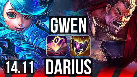 Gwen Vs Darius Top 1414 6 Solo Kills Legendary Euw Master