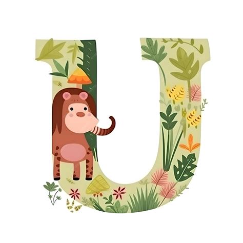 Premium AI Image | Cute letter J with jungle animals and leaves Vector ...