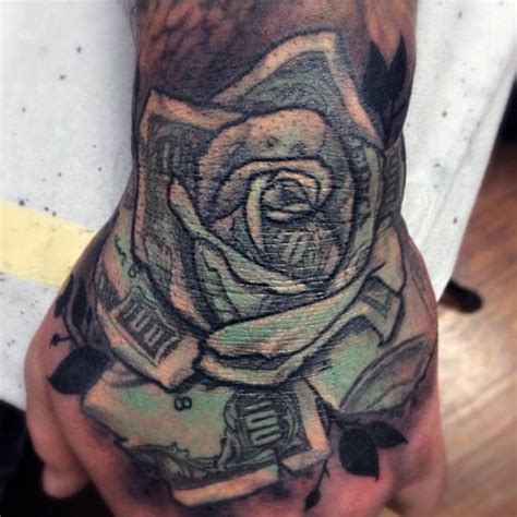 80 Money Rose Tattoo Designs For Men Cool Currency Ink