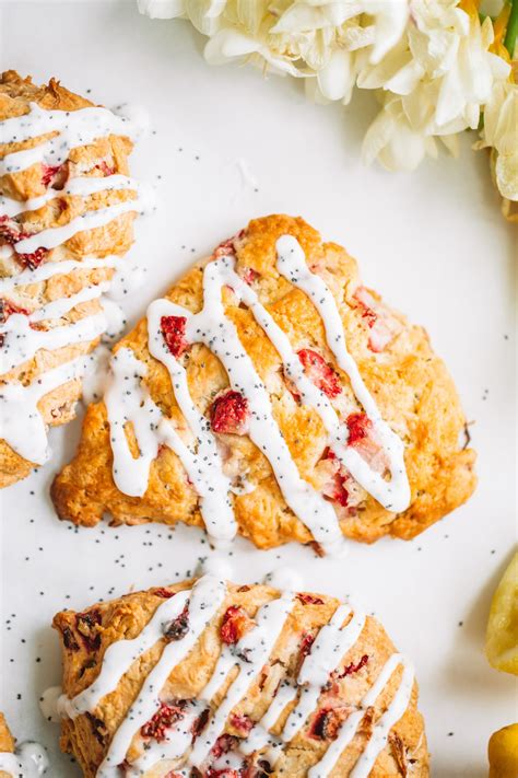 An Easy Recipe For The Best Strawberry Lemon Poppyseed Scones This