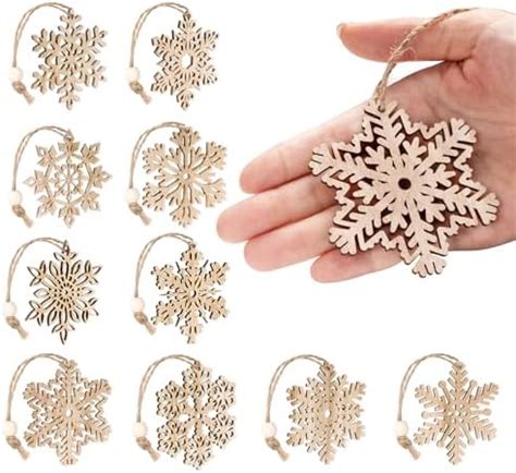 Amazon Absofine Unfinished Wooden Snowflakes Decoration Pcs