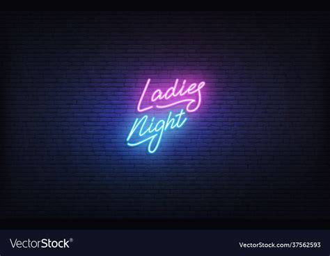 Ladies Night Neon Sign Glowing Lettering Vector Image