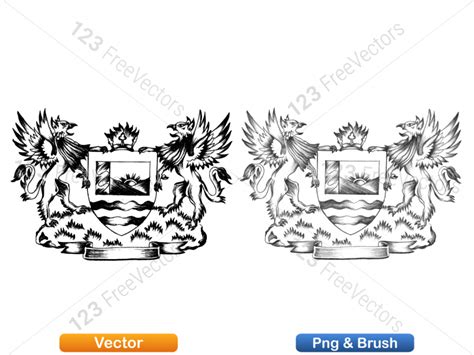 Hand Drawn Sketchy Heraldic Coat Of Arms Vector And Brush Pack 02