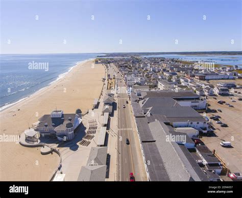 Hampton Beach Aerial View Including Historic Waterfront Buildings On Ocean Boulevard And Hampton