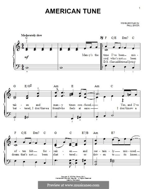 American Tune (Eva Cassidy) by P. Simon - sheet music on MusicaNeo