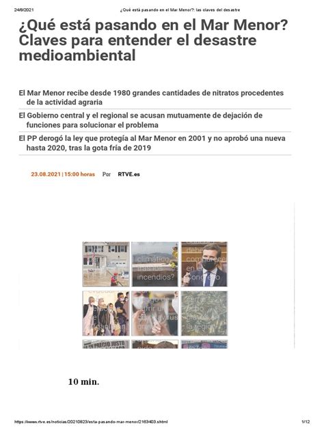 ¿qué Está Pasando En El Mar Menor Las Claves Del Desastre Pdf