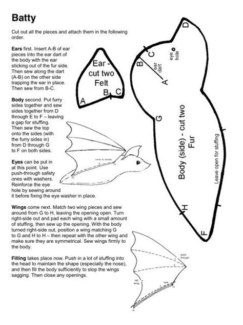 Printable Bat Plush Pattern