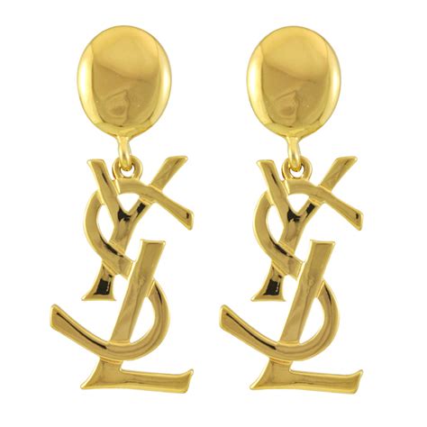 Vintage Yves Saint Laurent YSL Logo Drop Earrings