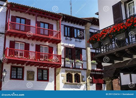 Traditional And Colorful Basque Houses In The Old Town Of Hondarribia