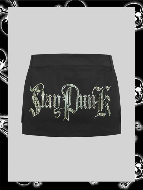 SHEIN Rhinestone Letter Graphic Skirt