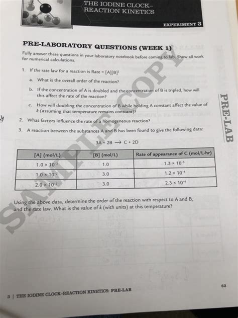 Solved The Iodine Clock Reaction Kinetics Experiment Chegg