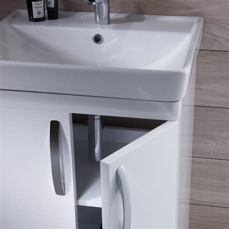 Tavistock Compass Vanity Unit And Basin White Gloss 600mm Freestanding Vanity Unit Vanity Units