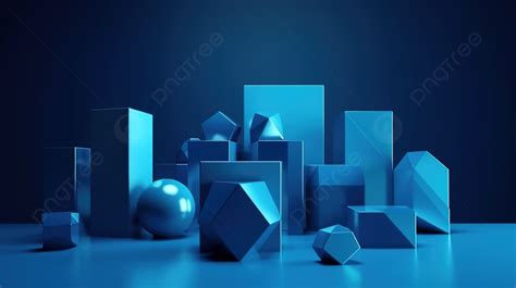 Bentuk Geometris Abstrak Biru 3d Diberikan 3d Merender Bentuk