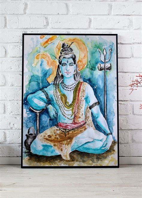 Lord Shiva Print Of Original Watercolor Painting Hindu Etsy