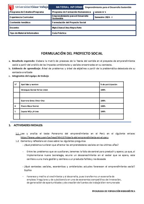 Guía Práctica N 04 oxajcpa FORMULACIÓN DEL PROYECTO SOCIAL a