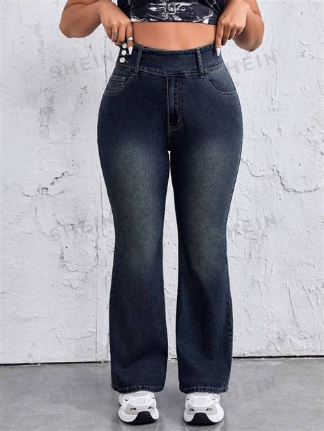 Shein Icon Plus Size Flared Jeans Shein Usa