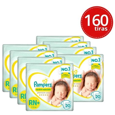 Kit Fralda Descartável Pampers Premium Care Recém Nascido RN 160